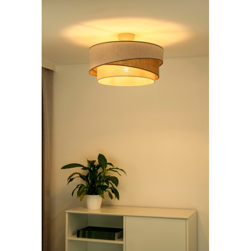 Duolla - Lámpara de techo KOBO 1xE27/15W/230V diá. 45 cm beige/marrón/blanco