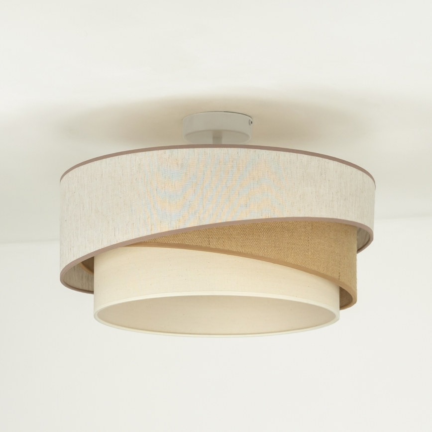 Duolla - Lámpara de techo KOBO 1xE27/15W/230V diá. 45 cm beige/marrón/blanco