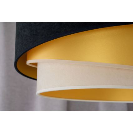 Duolla - Lámpara de techo KOBO 1xE27/15W/230V diá. 45 cm negro/dorado/color crema