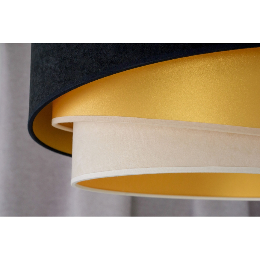 Duolla - Lámpara de techo KOBO 1xE27/15W/230V diá. 45 cm negro/dorado/color crema