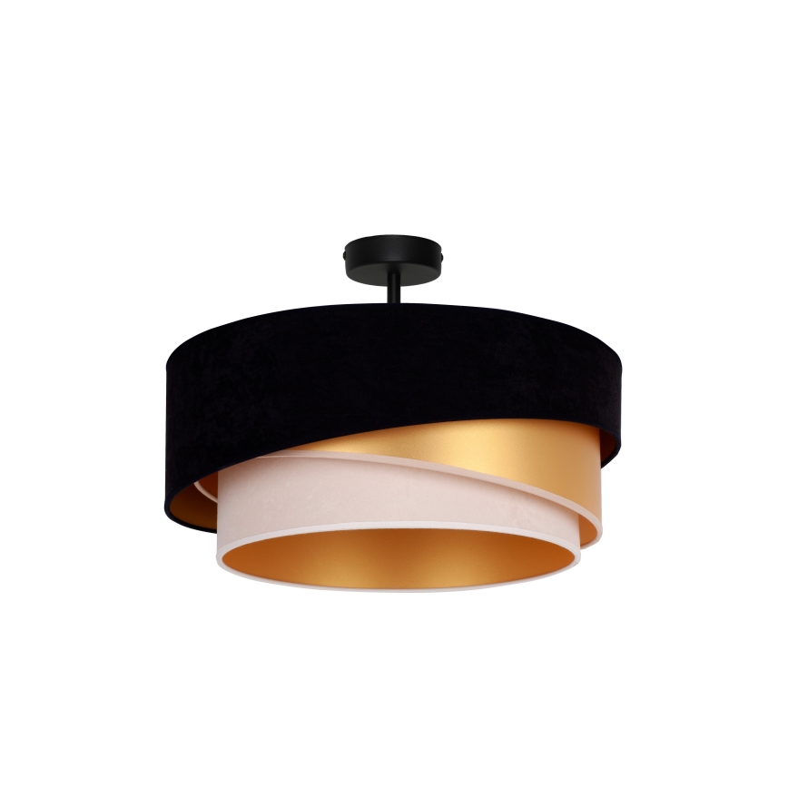 Duolla - Lámpara de techo KOBO 1xE27/15W/230V diá. 45 cm negro/dorado/color crema