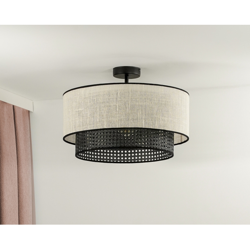 Duolla - Lámpara de techo RATTAN YUTE 1xE27/15W/230V diá. 45 cm color crema/negro