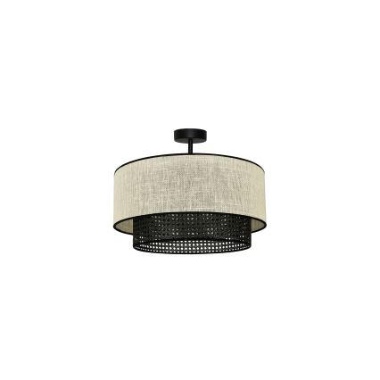 Duolla - Lámpara de techo RATTAN YUTE 1xE27/15W/230V diá. 45 cm color crema/negro