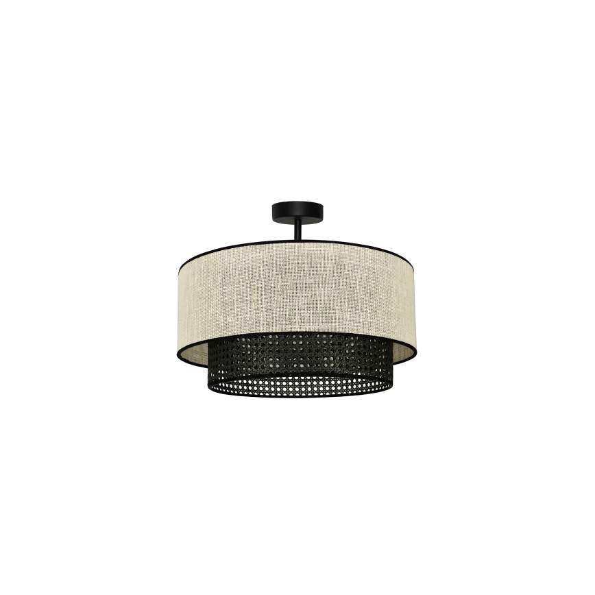 Duolla - Lámpara de techo RATTAN YUTE 1xE27/15W/230V diá. 45 cm color crema/negro