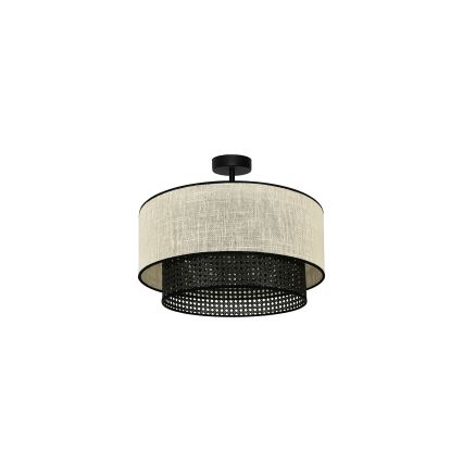 Duolla - Lámpara de techo RATTAN YUTE 1xE27/15W/230V diá. 45 cm color crema/negro