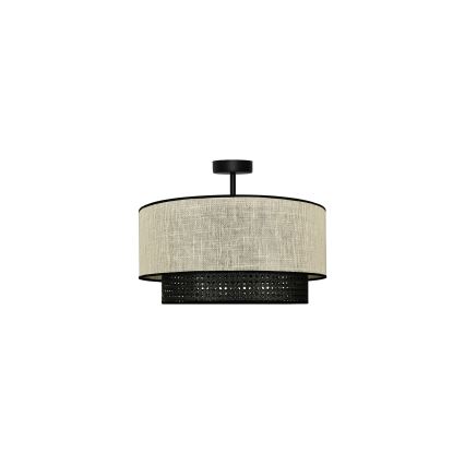 Duolla - Lámpara de techo RATTAN YUTE 1xE27/15W/230V diá. 45 cm color crema/negro