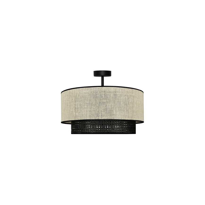 Duolla - Lámpara de techo RATTAN YUTE 1xE27/15W/230V diá. 45 cm color crema/negro