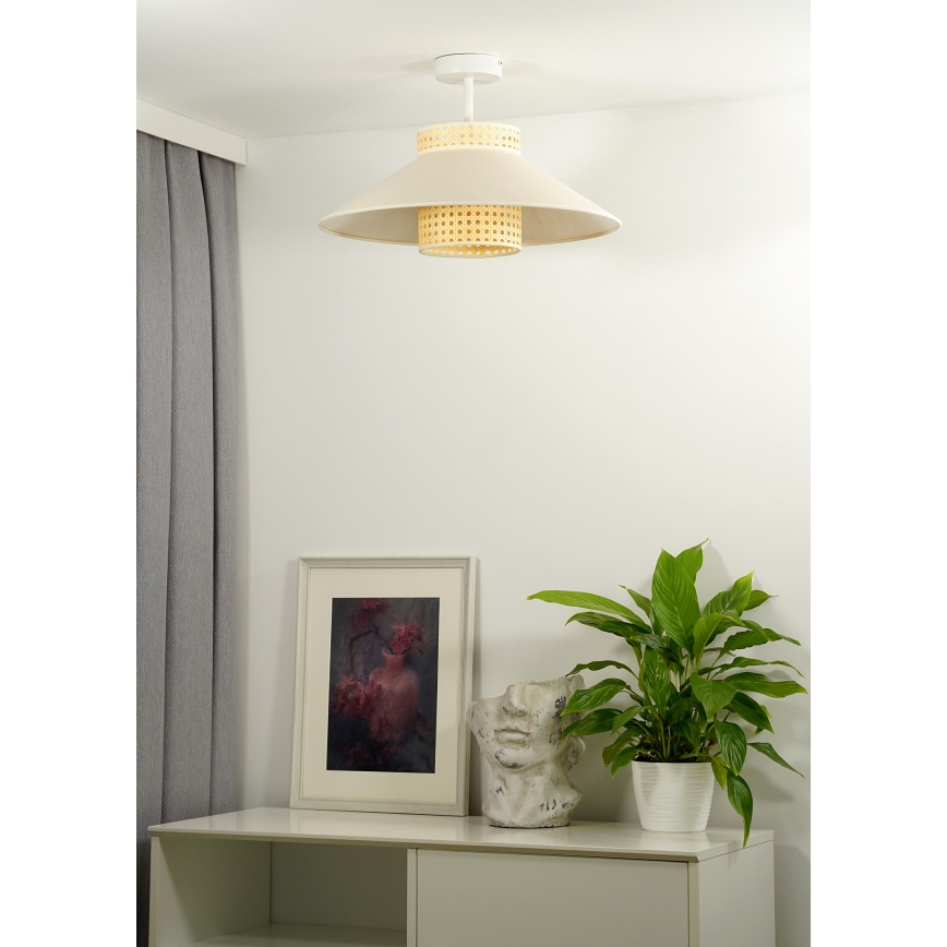 Duolla - Lámpara de techo RIO RATTAN 1xE27/15W/230V diá. 45 cm beige/ratán