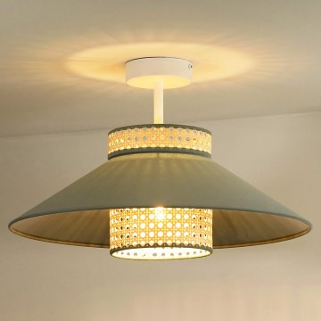 Duolla - Lámpara de techo RIO RATTAN 1xE27/15W/230V diá. 45 cm verde/ratán