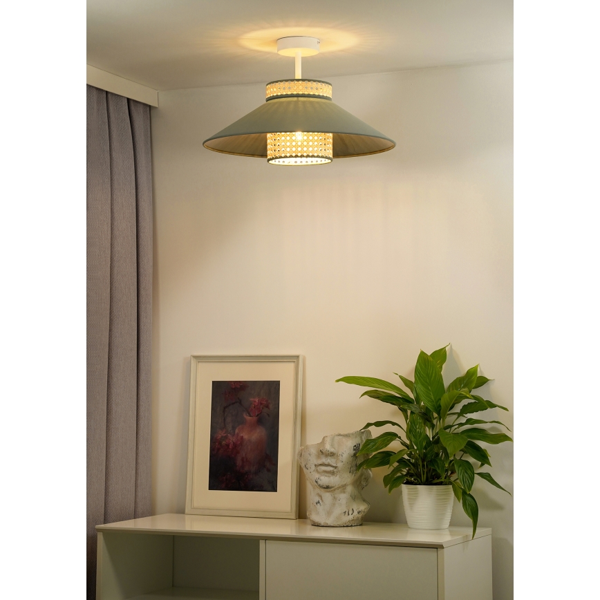 Duolla - Lámpara de techo RIO RATTAN 1xE27/15W/230V diá. 45 cm verde/ratán