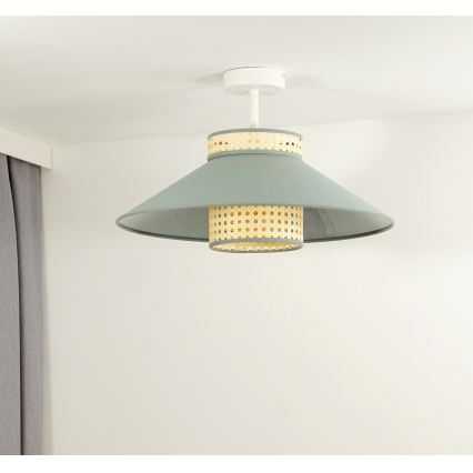 Duolla - Lámpara de techo RIO RATTAN 1xE27/15W/230V diá. 45 cm verde/ratán