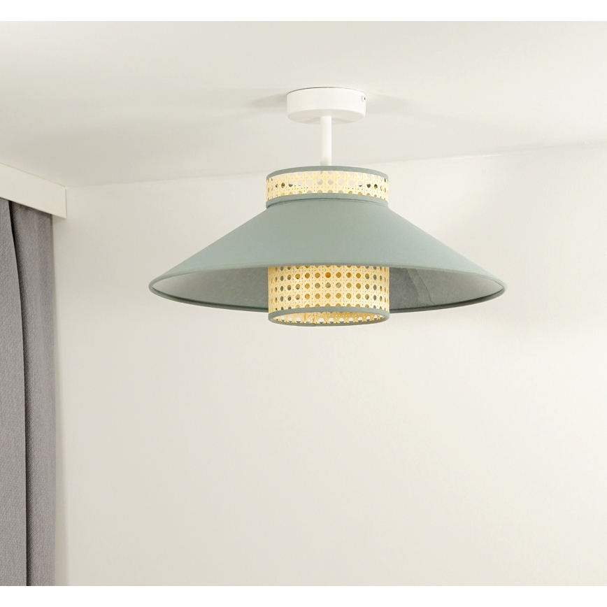 Duolla - Lámpara de techo RIO RATTAN 1xE27/15W/230V diá. 45 cm verde/ratán