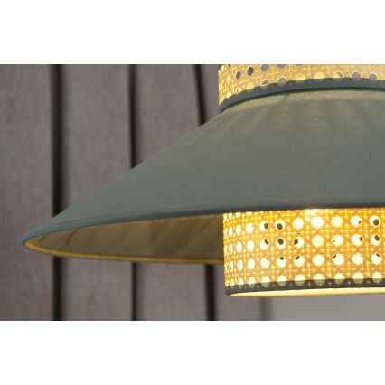Duolla - Lámpara de techo RIO RATTAN 1xE27/15W/230V diá. 45 cm verde/ratán
