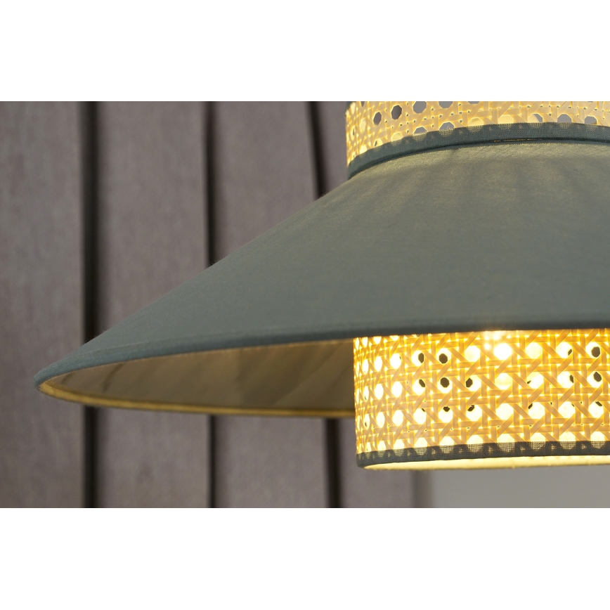 Duolla - Lámpara de techo RIO RATTAN 1xE27/15W/230V diá. 45 cm verde/ratán