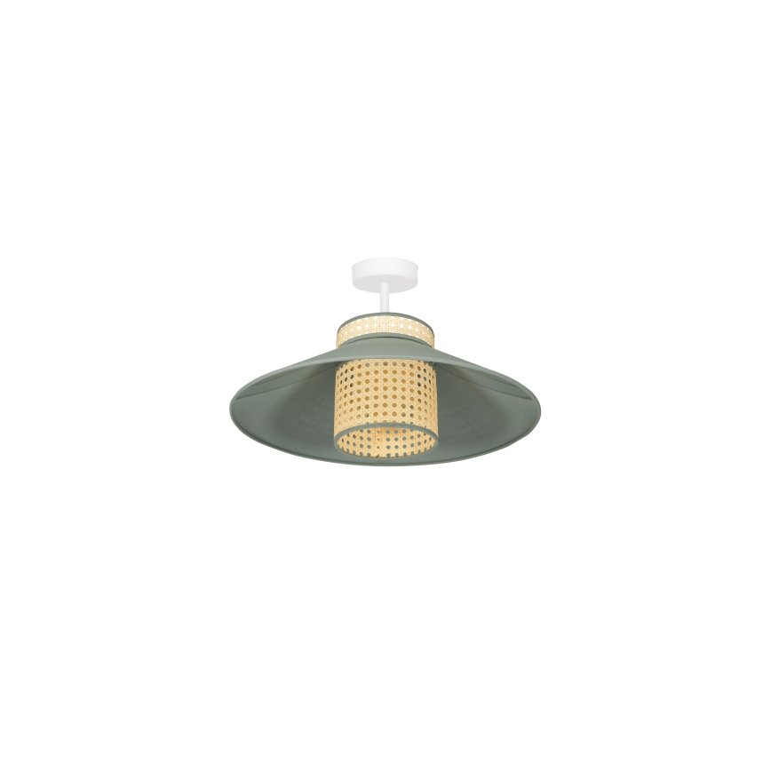 Duolla - Lámpara de techo RIO RATTAN 1xE27/15W/230V diá. 45 cm verde/ratán