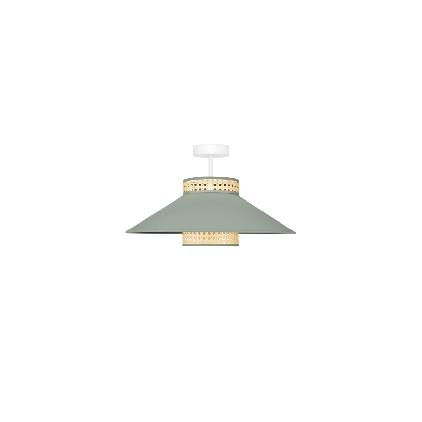 Duolla - Lámpara de techo RIO RATTAN 1xE27/15W/230V diá. 45 cm verde/ratán