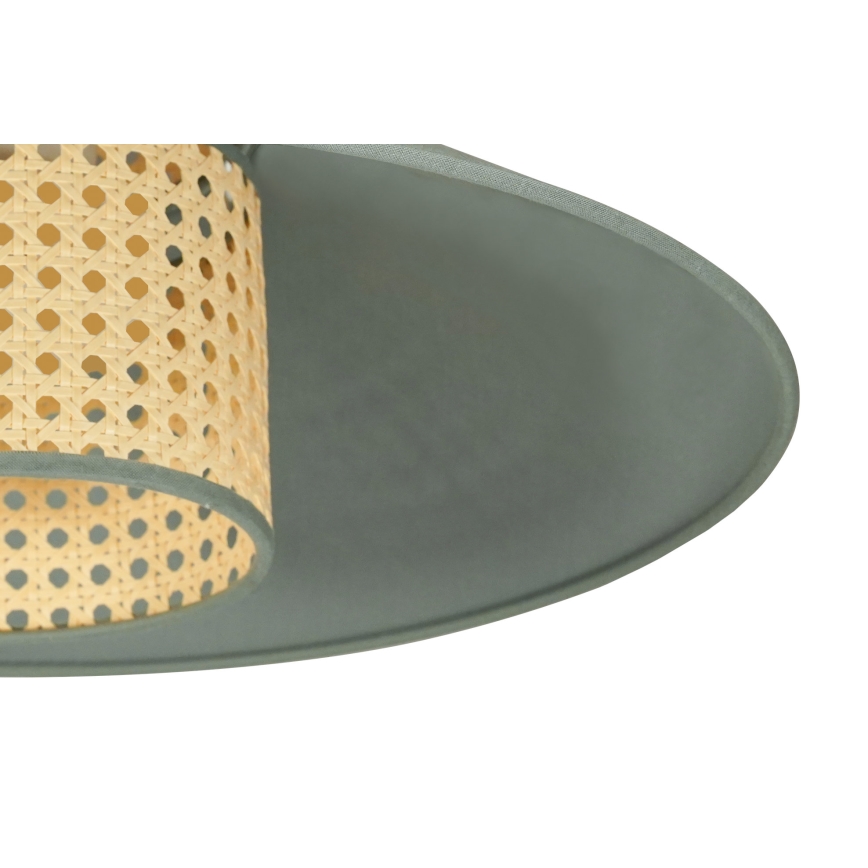 Duolla - Lámpara de techo RIO RATTAN 1xE27/15W/230V diá. 45 cm verde/ratán