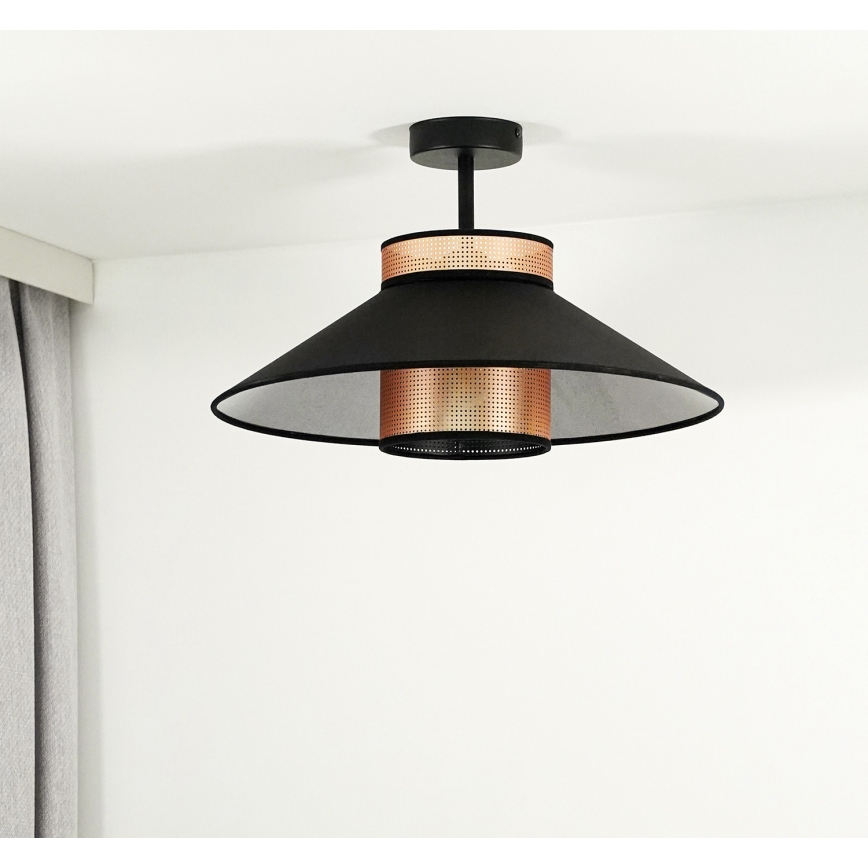 Duolla - Lámpara de techo RIO SHINY 1xE27/15W/230V diá. 45 cm negro/cobre