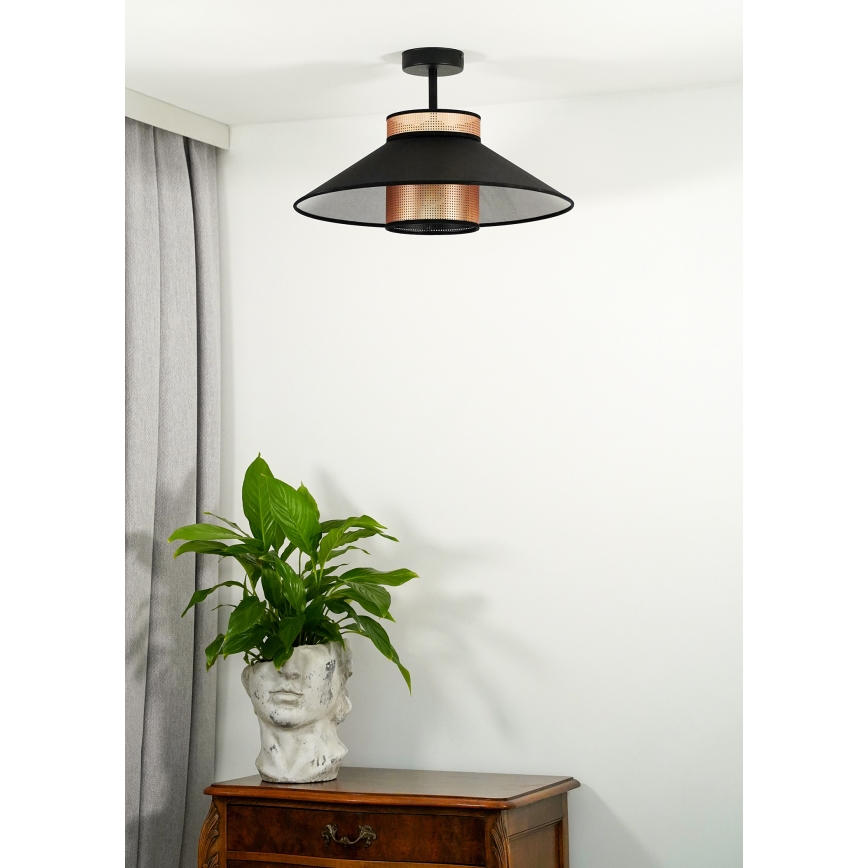 Duolla - Lámpara de techo RIO SHINY 1xE27/15W/230V diá. 45 cm negro/cobre