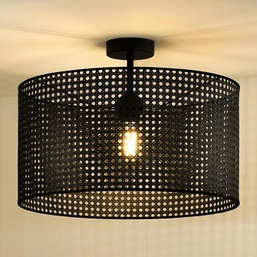 Duolla - Lámpara de techo ROLLER RATTAN 1xE27/15W/230V diá. 45 cm negro