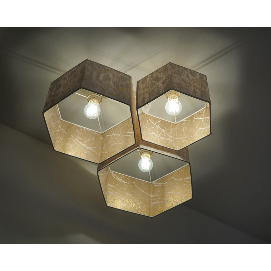 Duolla - Lámpara de techo ROLLER TRIO HEX 3xE27/15W/230V blanco/dorado
