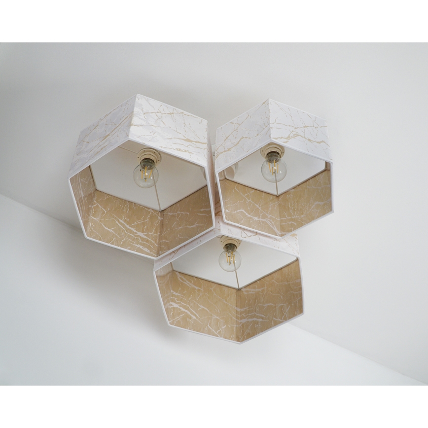 Duolla - Lámpara de techo ROLLER TRIO HEX 3xE27/15W/230V blanco/dorado