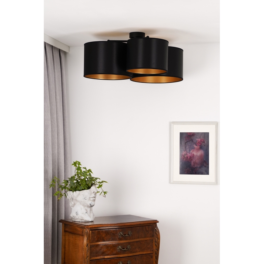 Duolla - Lámpara de techo ROLLER TRIO SHINY 3xE27/15W/230V negro/dorado