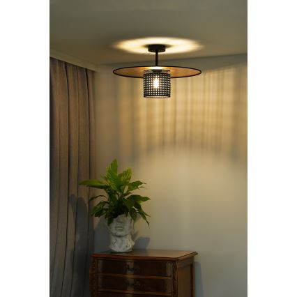 Duolla - Lámpara de techo TOKYO RATTAN 1xE27/15W/230V diá. 50 cm dorado/negro