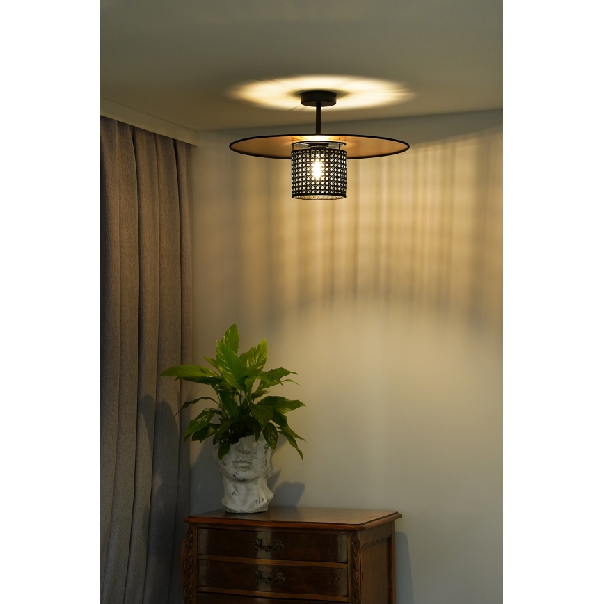 Duolla - Lámpara de techo TOKYO RATTAN 1xE27/15W/230V diá. 50 cm dorado/negro
