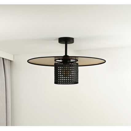 Duolla - Lámpara de techo TOKYO RATTAN 1xE27/15W/230V diá. 50 cm dorado/negro