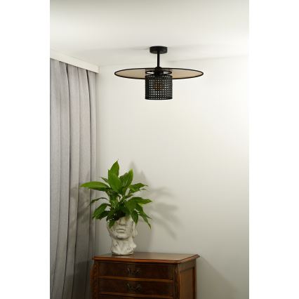 Duolla - Lámpara de techo TOKYO RATTAN 1xE27/15W/230V diá. 50 cm dorado/negro
