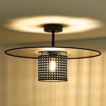 Duolla - Lámpara de techo TOKYO RATTAN 1xE27/15W/230V diá. 50 cm negro/plata