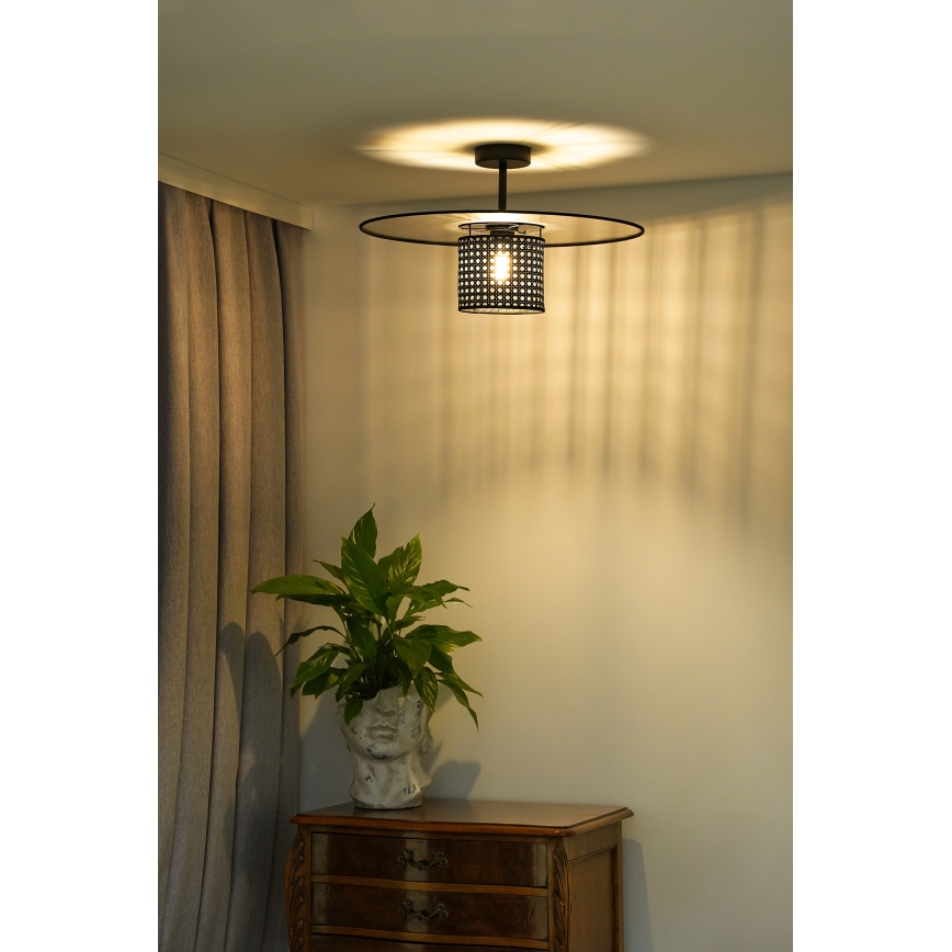 Duolla - Lámpara de techo TOKYO RATTAN 1xE27/15W/230V diá. 50 cm negro/plata