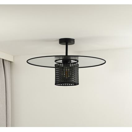 Duolla - Lámpara de techo TOKYO RATTAN 1xE27/15W/230V diá. 50 cm negro/plata