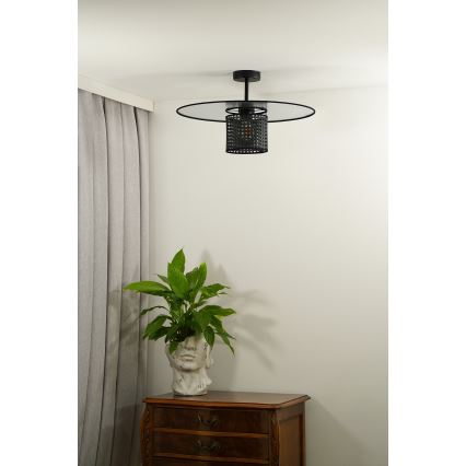 Duolla - Lámpara de techo TOKYO RATTAN 1xE27/15W/230V diá. 50 cm negro/plata