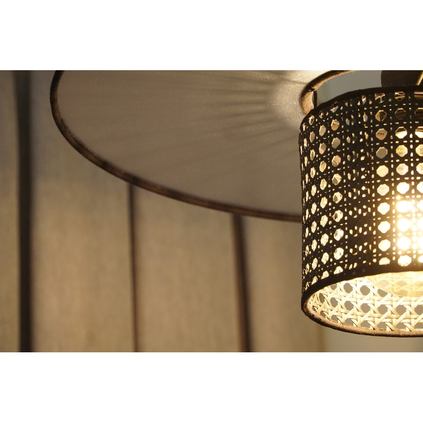 Duolla - Lámpara de techo TOKYO RATTAN 1xE27/15W/230V diá. 50 cm negro/plata