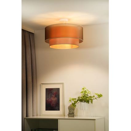 Duolla - Lámpara de techo WOOD BOHO 1xE27/15W/230V diá. 45 cm cobre/beige