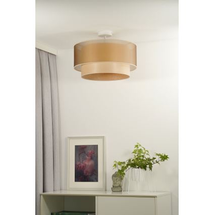 Duolla - Lámpara de techo WOOD BOHO 1xE27/15W/230V diá. 45 cm cobre/beige