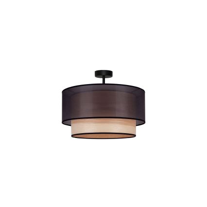 Duolla - Lámpara de techo WOOD BOHO 1xE27/15W/230V diá. 45 cm negro/beige