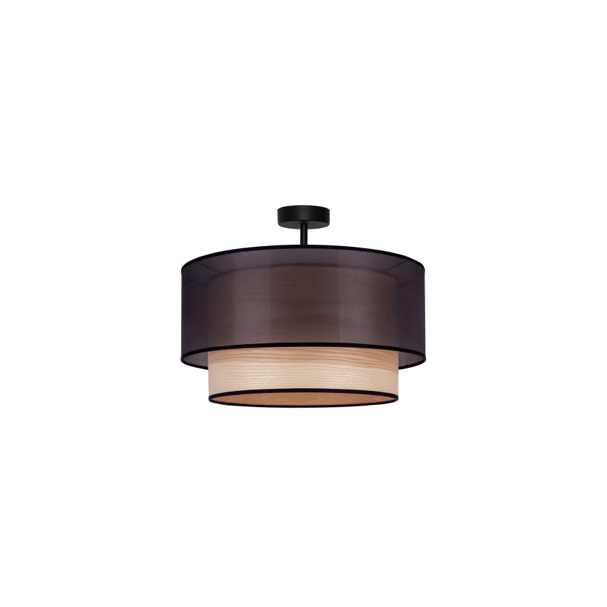 Duolla - Lámpara de techo WOOD BOHO 1xE27/15W/230V diá. 45 cm negro/beige