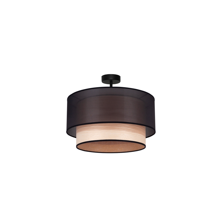 Duolla - Lámpara de techo WOOD BOHO 1xE27/15W/230V diá. 45 cm negro/beige