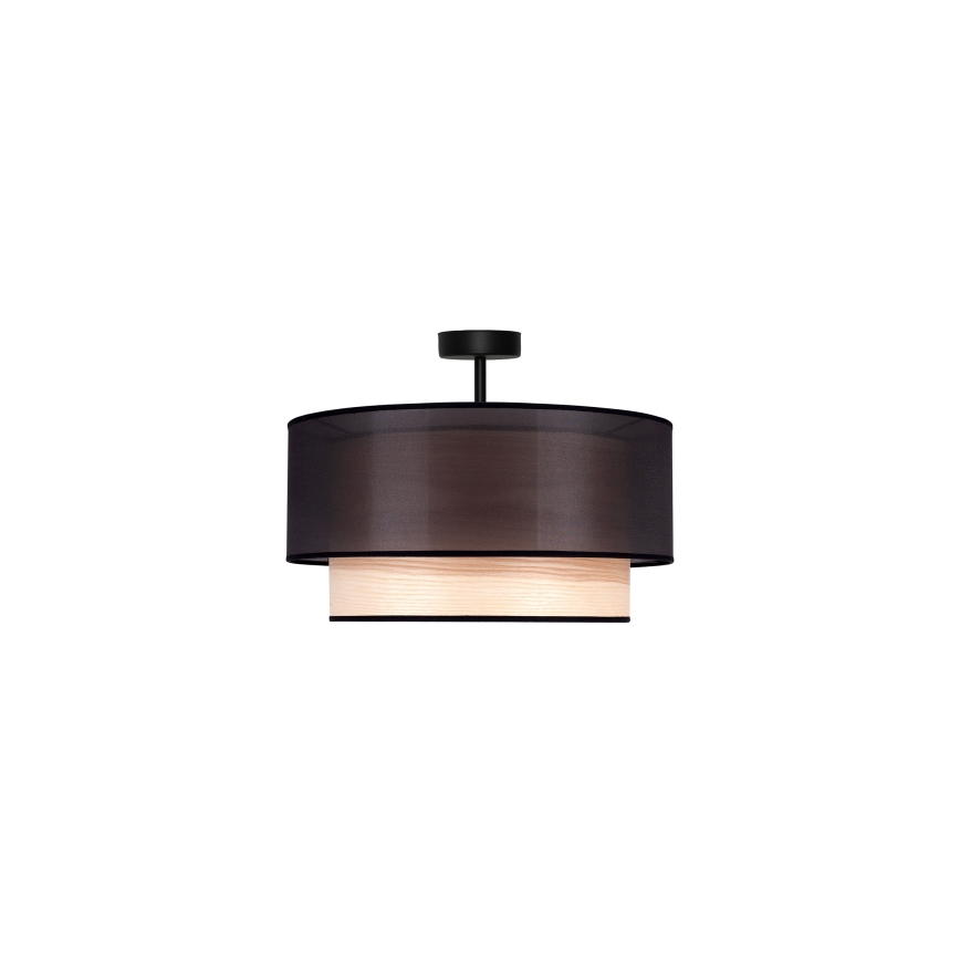 Duolla - Lámpara de techo WOOD BOHO 1xE27/15W/230V diá. 45 cm negro/beige