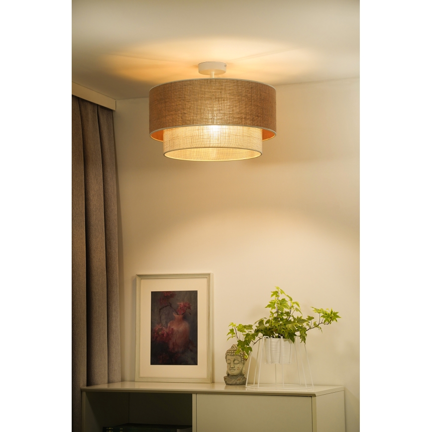 Duolla - Lámpara de techo YUTE BOHO 1xE27/15W/230V diá. 45 cm marrón/color crema