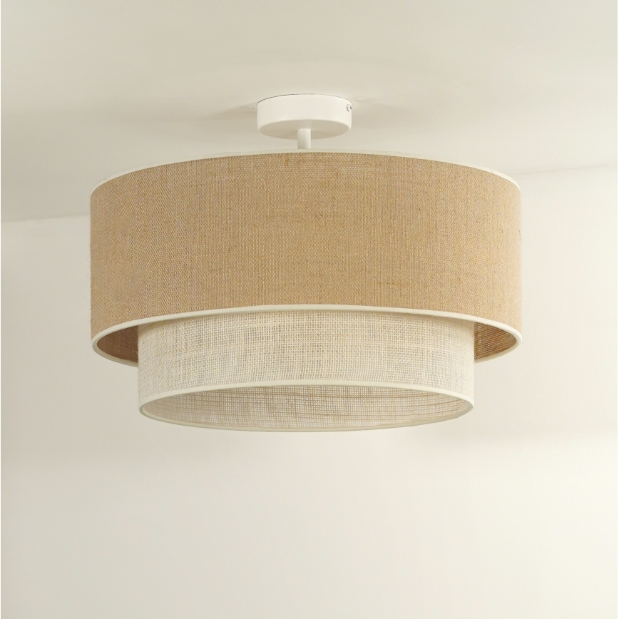 Duolla - Lámpara de techo YUTE BOHO 1xE27/15W/230V diá. 45 cm marrón/color crema