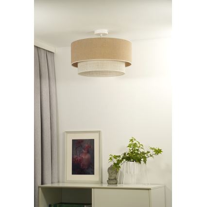 Duolla - Lámpara de techo YUTE BOHO 1xE27/15W/230V diá. 45 cm marrón/color crema