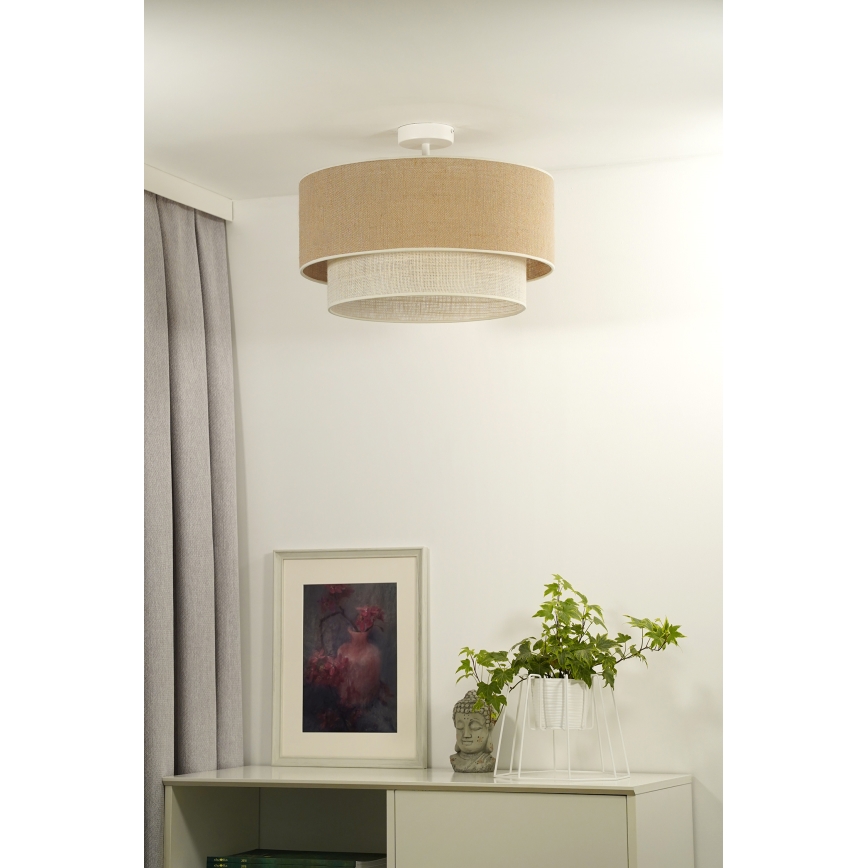 Duolla - Lámpara de techo YUTE BOHO 1xE27/15W/230V diá. 45 cm marrón/color crema