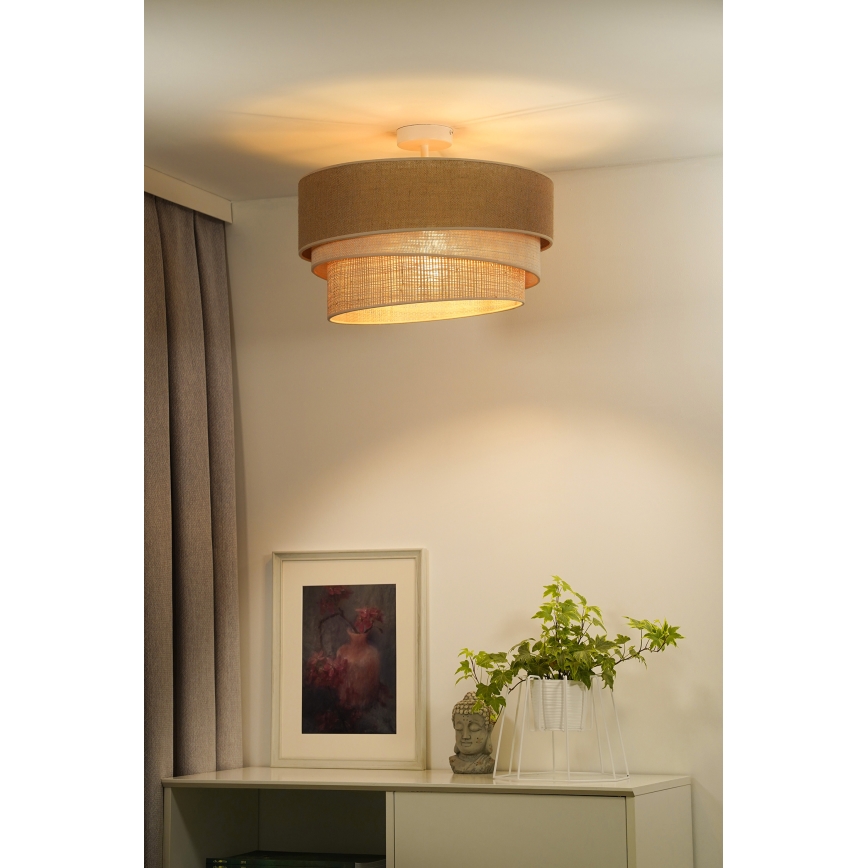 Duolla - Lámpara de techo YUTE TRIO 3xE27/15W/230V diá. 60 cm marrón/gris/beige