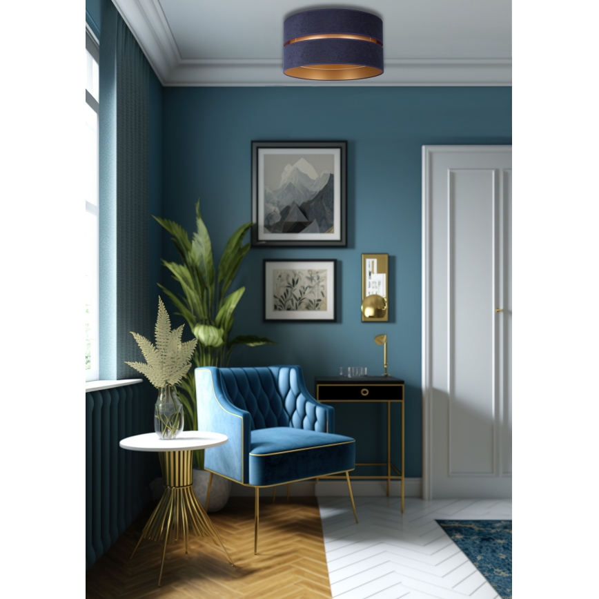 Duolla - Plafón DUO 1xE27/15W/230V diá. 40 cm azul/dorado