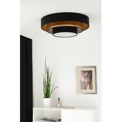 Duolla - Plafón LED LUNETA LED/26W/230V diá. 60 cm 4000K negro/dorado