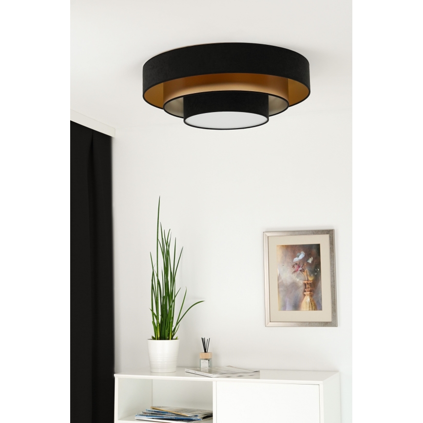 Duolla - Plafón LED LUNETA LED/26W/230V diá. 60 cm 4000K negro/dorado